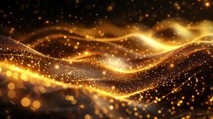 Poster - Abstract Golden Light Waves Background