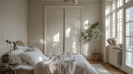 Wall Mural - Bright and Serene Minimalist Bedroom Decor