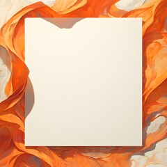 Sticker - Abstract Orange and White Background with Blank Square