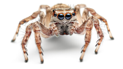 one single jumping spider on white background