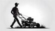 © Tark - Lawn mower logo on white background. Generative AI