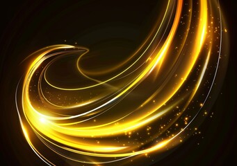 Poster - Golden abstract transparent light effect isolated on black background, round holes and light lines in golden color. Ideal for science, futuristic, energy, and technology backgrounds.