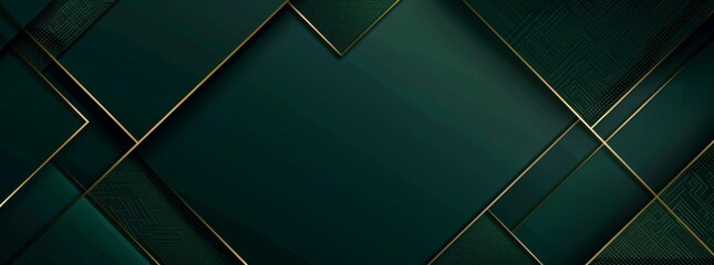 Wall Mural - With golden lines and a dark green overlap layer, this is an abstract luxury composition