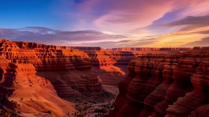 Sticker - Timelapse of the vibrant colors shifting over the vast expanse of desert cliffs.