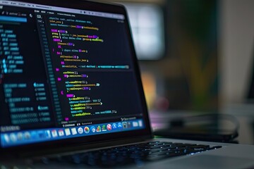 Wall Mural - software, web development, programming concept. abstract programming language and program code on sc