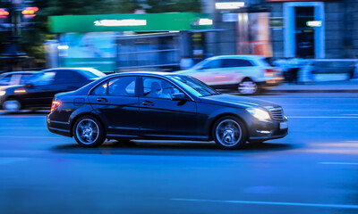 Wall Mural - car traffic at night in the city
