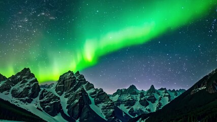 aweinspiring display of the shimmering aurora borealis over the snowcapped mountains a breathtaking 