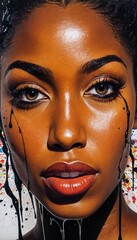 Sticker - portrait of a black woman with painted face