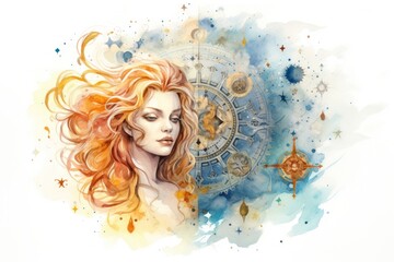 Wall Mural - Astrology painting portrait drawing.