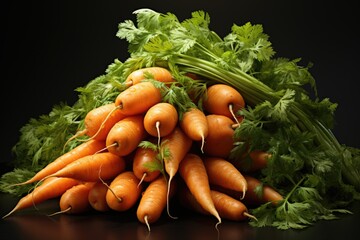 Young raw carrot pile isolated, generative IA