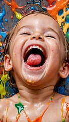 Poster - portrait of a baby with painted face