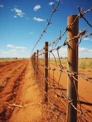 Wall Mural - barbed wire fence