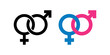 © Kosong - Gender icon set. Male and female sign. Flat illustration of vector icon on white background