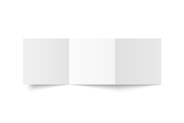 Leinwandbilder - Vector white blank square three panel accordion fold opened on white background. Z fold, trifold, leaflet, brochure, booklet, flyer or invitation card mockup. Mock up back side isolated.