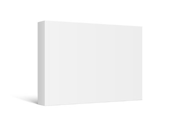 Poster - Vector mockup of horizontal standing paperback book with white blank softcover isolated. Book, catalog or magazine mock up on white background. 3d illustration. Diminishing perspective.