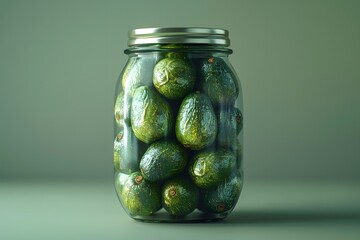 Fresh Avocados in a Glass Jar: A Vibrant Display of Nature's Goodness