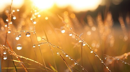 Wall Mural - dew drops on the grass