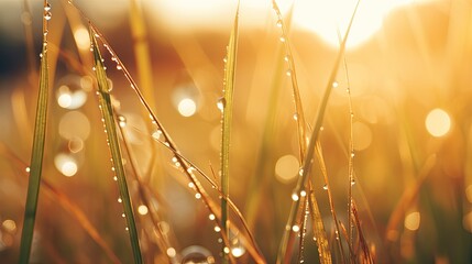 Wall Mural - dew drops on the grass