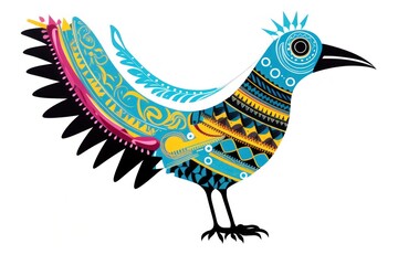 Poster - African tribal bird pattern drawing animal.