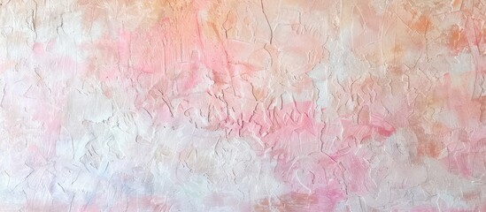 Wall Mural - Venetian plaster wall background in a soft rose hue with an artistic pastel texture and copy space image creating a lovely light pink stucco surface for interior design resembling abstract delicate w