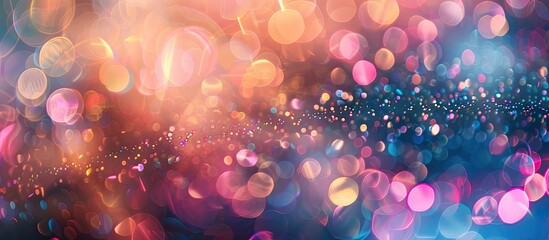 Canvas Print - Vivid bokeh blurred background with shimmering abstract elements and ample copy space image