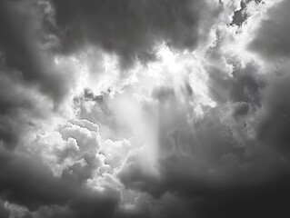 Wall Mural - Beautiful cloudy sky in a black and white photograph