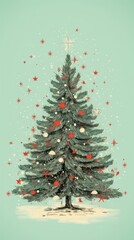 Canvas Print - Christmas tree plant illuminated celebration.