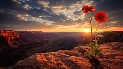 Wall Mural - A red poppy growing on the edge 