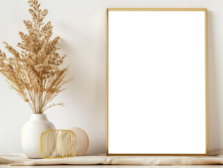 A blank or empty poster picture painting frame border mockup template concept. Isolated for easy placement of a fill
