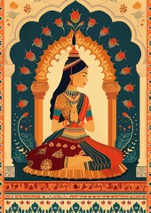 Wall Mural - Indian traditional mughal pichwai art adult representation spirituality.