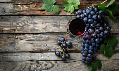 Wall Mural - Grapes on a rustic burlap cloth with a glass of red wine