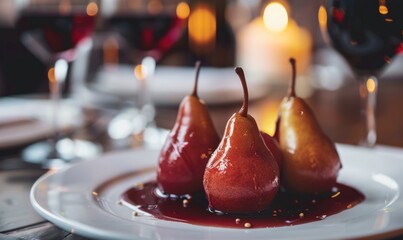 Wall Mural - Poached pears in red wine