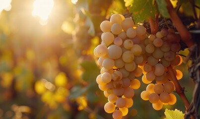 Wall Mural - Ripe grapes in a vineyard