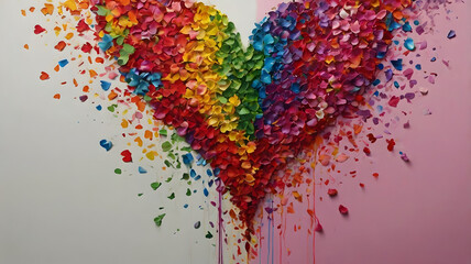 Poster - abstract colorful background shape of a heart with lots of colors, beautiful, big heart , love for all, ai generated