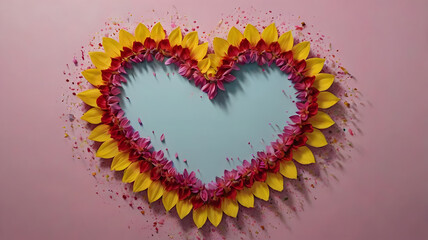 Sticker - heart of flowersshape of a heart with lots of colors, beautiful, big heart , love for all, ai generated