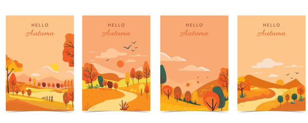 Wall Mural - autumn background with beautiful natural scene for a4 vertical design