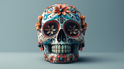 AI-Created Vivid Sugar Skull for Day of the Dead

