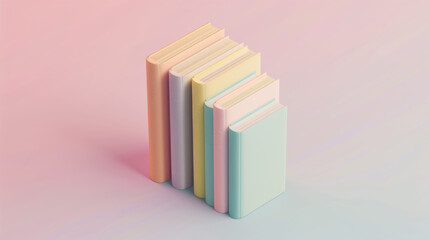 Wall Mural - A stack of books with a pink book in the middle. The books are of different sizes and colors, with the pink book being the largest
