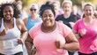 © Lakkhana - Plus-size group participating in a charity run, supportive and determined