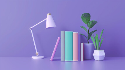 Wall Mural - A stack of books with a pink book in the middle. The books are of different sizes and colors, with the pink book being the largest