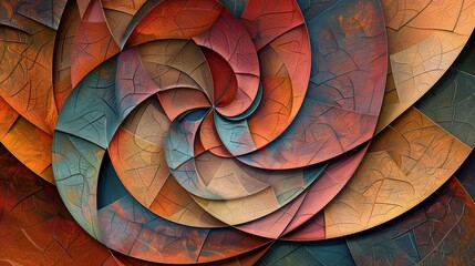 Abstract Spiral: Autumn Hues in Fractal Art