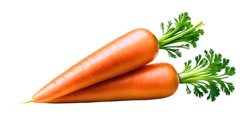 Fresh orange carrots vegetable isolated on a white or a transparent background,