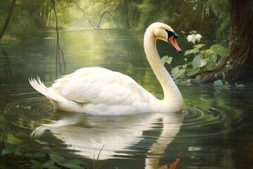 Poster - Swan swan outdoors animal.