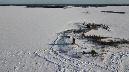 Poster - Tasku island in Raahe at winter time.