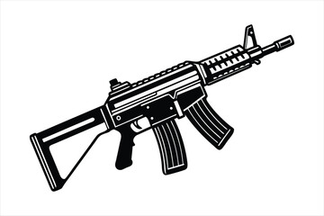 Wall Mural - Assault Rifle lineal color mode black vector