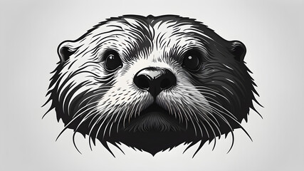 Wall Mural - Otter logo design on white background. Generative AI