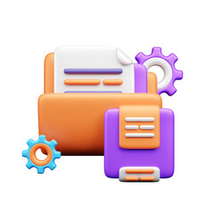 Data and cloud server 3d ui icon