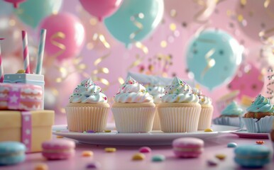 Wall Mural - Birthday Party Dessert Table