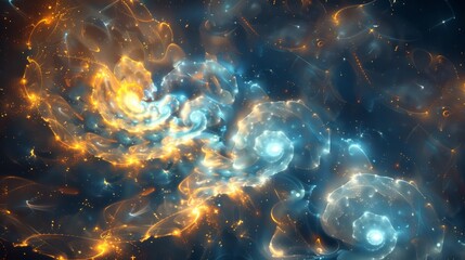 stunning wallpaper with fractal-like patterns in navy and gold