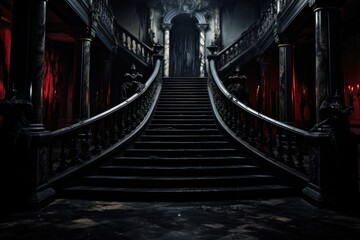 Canvas Print - Architecture staircase building spooky. .